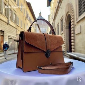 Italian Handmade Leather Bags For Woman l l Elegant Leather Tote From Florence, brown leather tote, Made in Italy