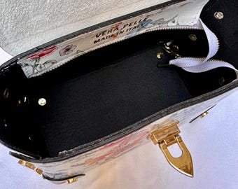 Handmade Leather Bag Flower for Woman, Made in Italy