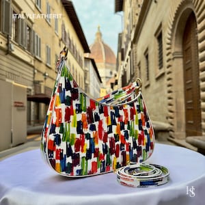 Italian Multicolor Leather Tote Bag – Handmade Women’s Shoulder Handbag from Florence