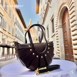 Handmade Italian Leather Tote Bag: Elegant Dark Brown Purse