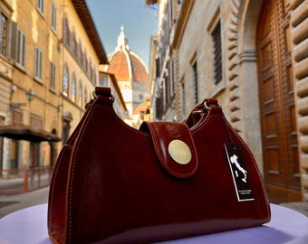 Italian Handmade Leather Bags For Woman Elegant Leather Tote From Florence, Made In Italy