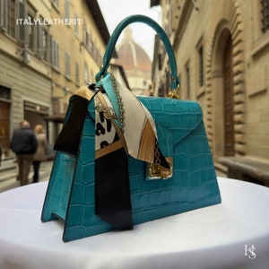 Italian Handmade Leather Bags For Woman l l Elegant Leather Tote From Florence, Made in Italy, leather tote zdjęcie 2