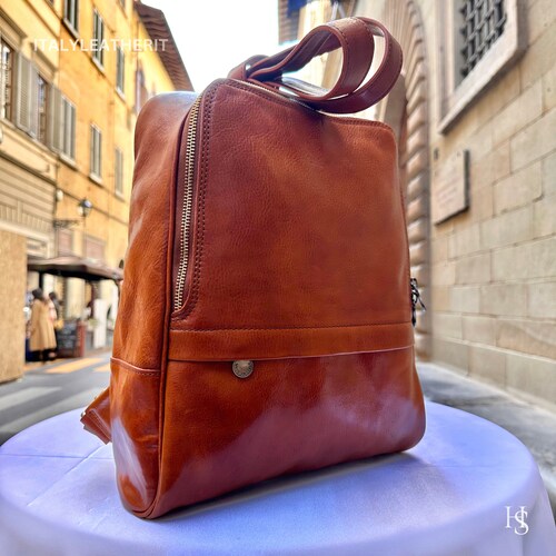 Natural Leather Handmade in Italy Backpack in Rich Mahogany il_1080xN.5648800663_41hy.jpg main image 4