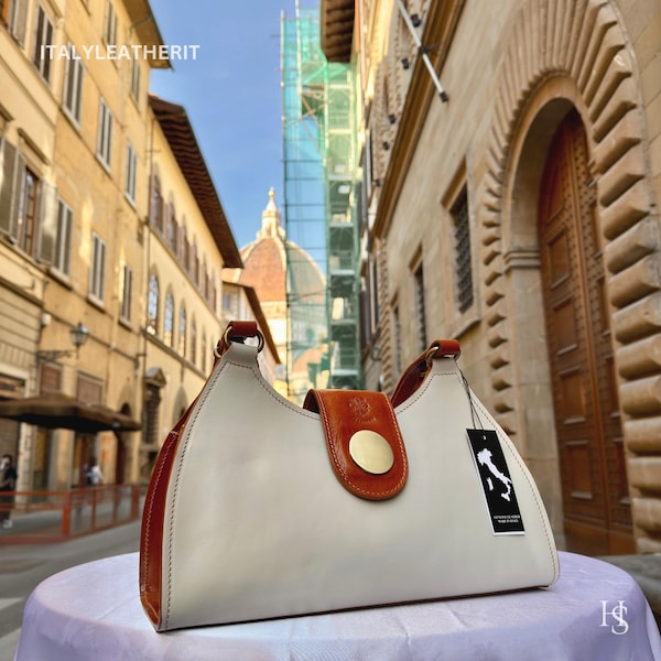Italian Leather Tote Bag, Handmade Shoulder Bag, Florence Italy