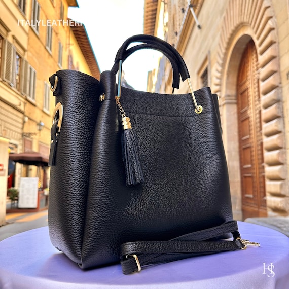Borse in pelle italiane fatte a mano da donna l l Elegante borsa in pelle da Firenze Italia borsa in pelle nera Etsy Italia
