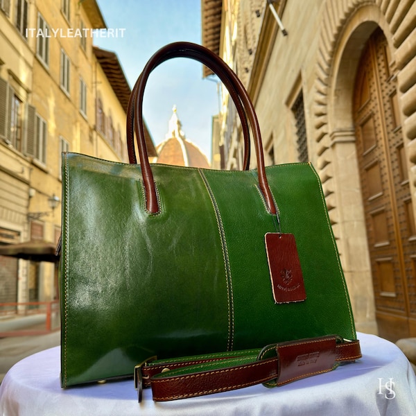 Italian Leather Tote Bag: Handmade Women's Computer Bag, Florence