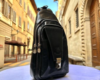 Italian Handmade Leather Sling Bags for Unisex Made In Italy from Florence | Waist Bag | Leather Fanny Pack