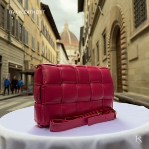 Italienische handgemachte Ledertaschen für Frauen | Elegante Rosa Leder Crossbody Bag aus Florence