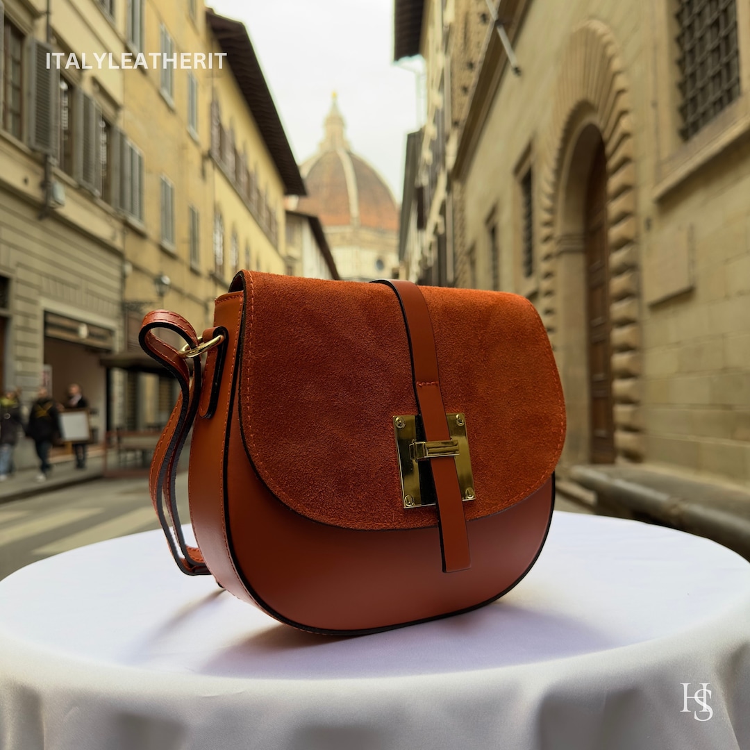 Sac à bandoulière en cuir italien fait main, design florentin