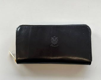 Italienische handgemachte Leder Geldbörse für Frauen, Florence Craftsmanship Schwarze Geldbörse