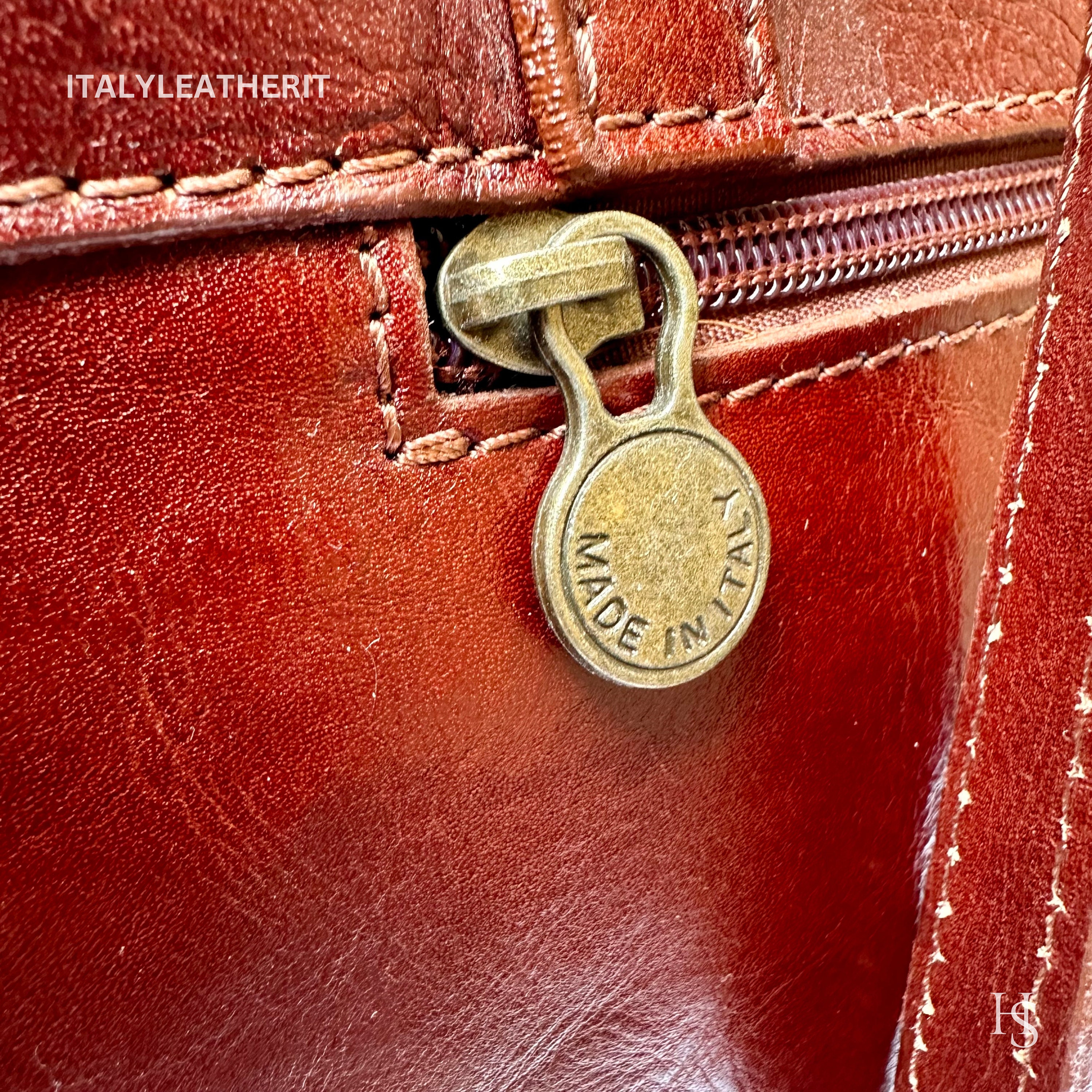 Handmade Italian Leather Tote Bag, Full Grain, Elegant Dark Brown