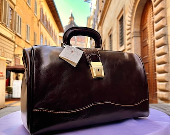 Italian Handmade Leather Doctor Bag, Birthday, Full Grain handbag, medical purse