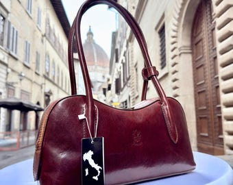 Italian Handmade Leather Shoulder Bag for Women, Elegant Italian from Florence, Made in Italy