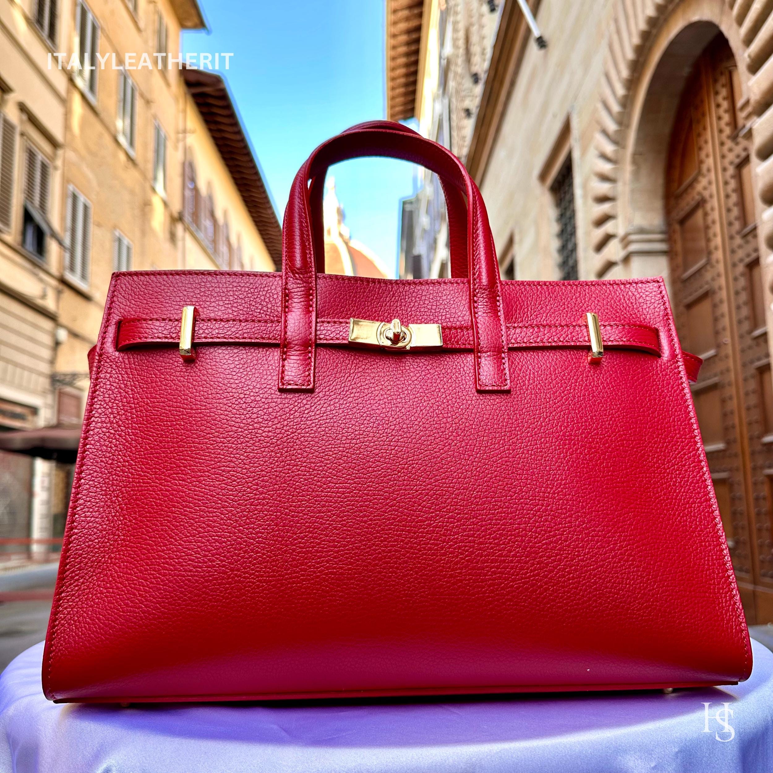 【極美品】Italian Emboss Leather Bag 定価71500円 Italian Leather Collage Tote Bag, Handmade Shoulder Bag With Lock