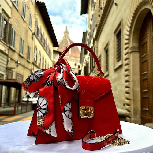 Red Italian Leather Tote Bag – Elegant Top Handle Purse With  display picture 1