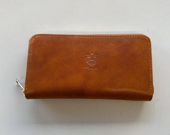 Italian Leather Wallet, Handmade Brown Continental Wallet for Women, Made in Italy