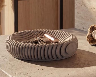 Ribbed Catch All Tray Modern Home Decor Dune Entryway Organizer Desk Tray Decorative Bowl Minimalist Housewarming Gift