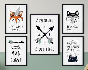 Boys Woodland Nursery Print Set | MINT Nursery Decor | Gallery Nursery Art | Woodland Print | Woodland Animals Print Set | Boys Nursery