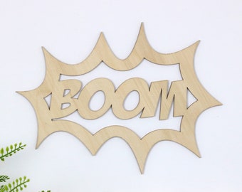 Wooden BOOM Sign | Retro Comic Book Sign | Superhero Nursery Decor | Superhero Bedroom | Superhero Wall Art | Comic Word Sign | Comic Strip