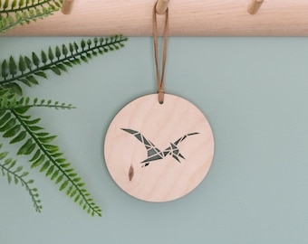 Mini Dinosaur Plaque | Geometric Dinosaur Decor | Dinosaur Nursery | Pterodactyl Wall Hanging | Paleontologist Gift