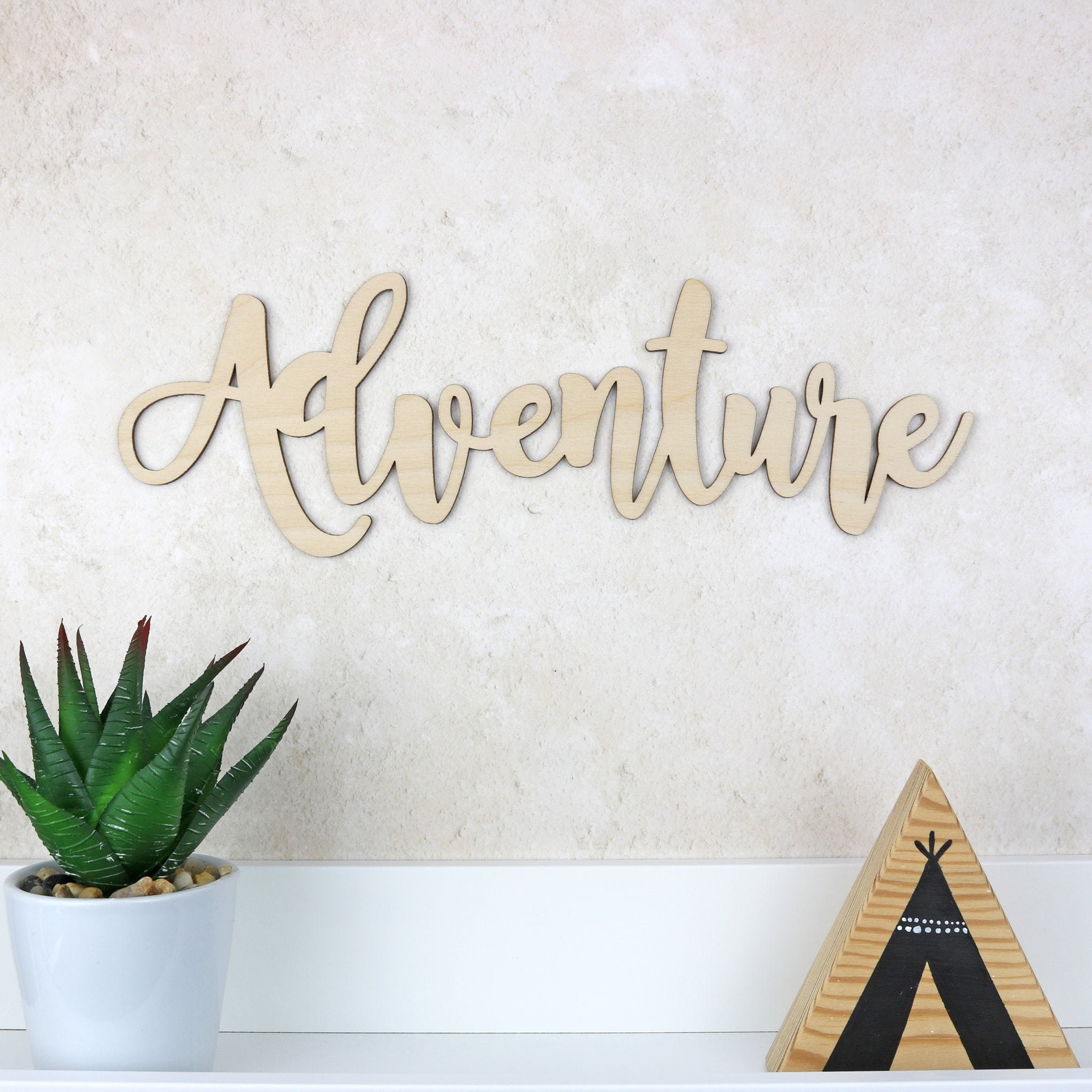 Adventure Sign Wooden Word Wall Art Adventure Script Word Etsy