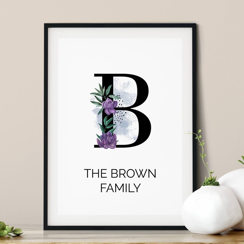 Personalised Family Name Print Living Room Prints Floral Etsy UK
