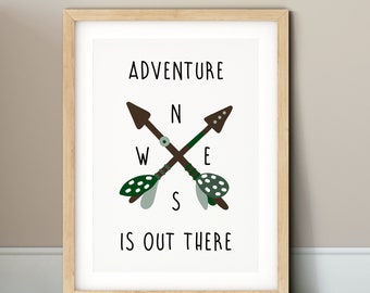 Adventure is Out There Print | Scandi Kinderzimmer Druck | Adventure Awaits | Waldlandschaft Kinderzimmer Dekor | Neutraler KinderzimmerDruck | Kinderzimmer Kunst