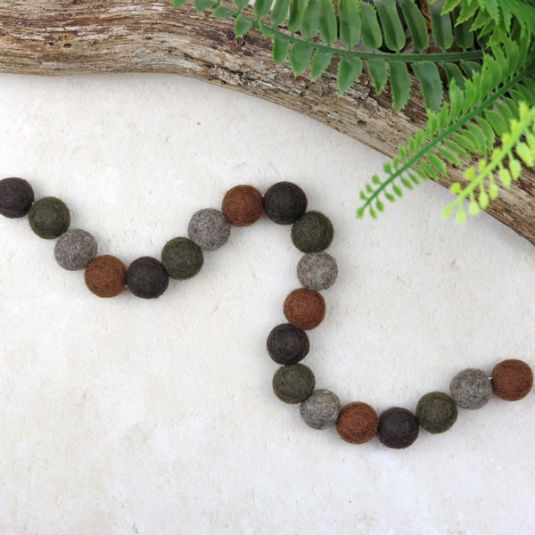 Woodland Browns Felt Ball Garland | Brown Pom Pom Garland | Woodland Nursery Decor | Neutral Nursery | Kids Room Decor | Party Decoration