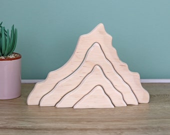 Wooden Mountain Stacker | Woodland Nursery Decor | Mountain Decor | Scandi Nursery Decor | Shelf Stacker | Forest Nursery | Woodland Theme