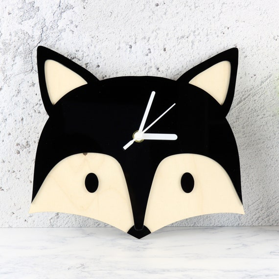 Fox Wall Clock Woodland Nursery Clock Fox Nursery Decor Woodland Decor Children S Clocks Acrylic Clock Kids Bedroom Decor