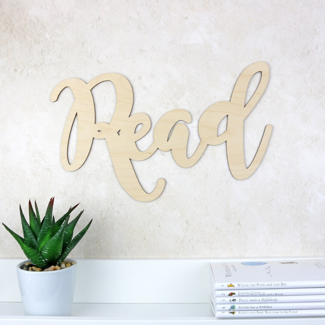 Read Sign Wooden Word Wall Art Read Script Word Sign Etsy UK