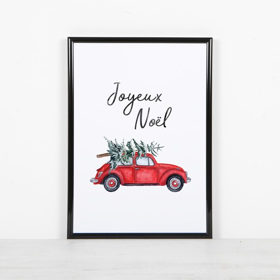 Joyeux Noel Print Watercolour Christmas Car Print Etsy