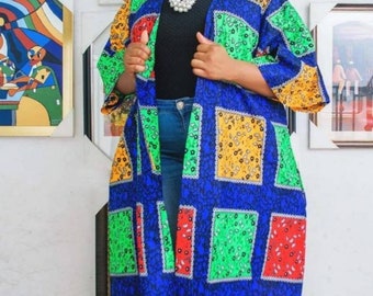 AFRICAN PRINT DRESS, Toye African Kimono, African Clothing For Women, Unique Gift