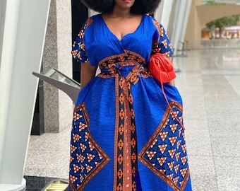 AFRICAN MAXI DRESS, Obong African Clothing For Women, African Wedding, African Print Dress