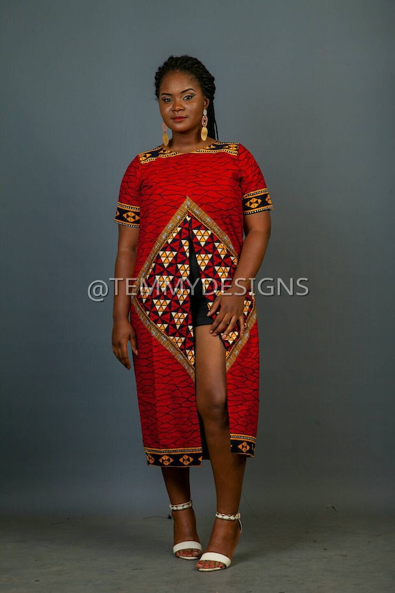 red african print dresses