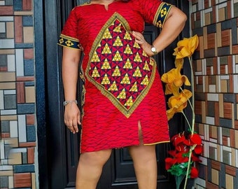 AFRICAN PRINT DRESS, Ashabi African Shift Dress, African Dress, African Clothing For Women