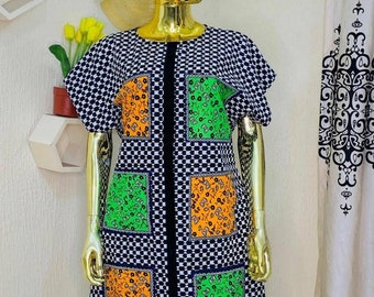 Multicolor African print dress, African clothing for women, African wedding