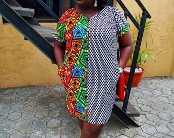 AFRICAN PRINT DRESS, Ashabi African Shift Dress, African Dress, African Clothing For Women