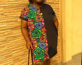 AFRICAN PRINT DRESS, Adufe African Shift Dress, African Dress, African Clothing For Women