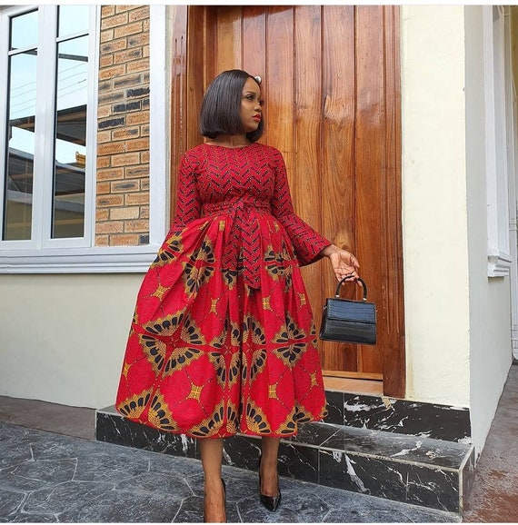African print dress with cheap headwrap