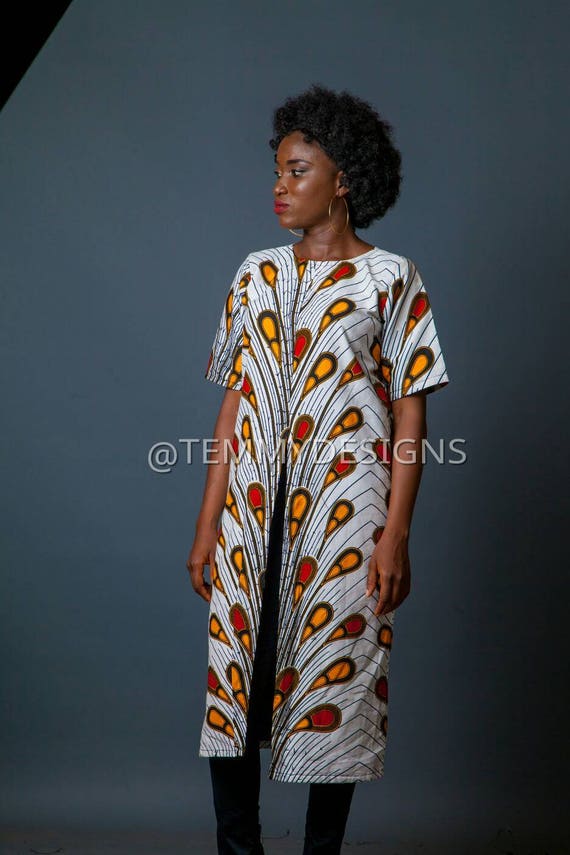 african print kimono dress