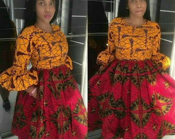 Pipe African dress / African dress / Ankara midi dress / African print dress for women / African clothing / African dresses / Ankara dress
