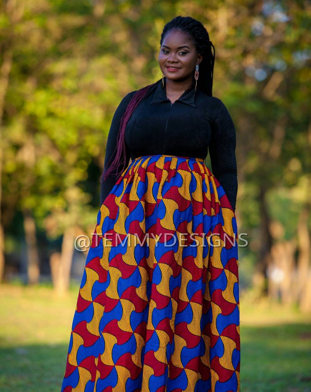 スカート vintage African batik skirt Monique vintagestore | African Batik Skirt × Vintage T-shirt