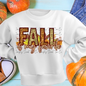 Fall is my Favorite! Faux Embroidery and Sequin Digital Hi Res Png
