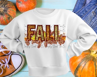 Fall is my Favorite! Faux Embroidery and Sequin Digital Hi Res Png