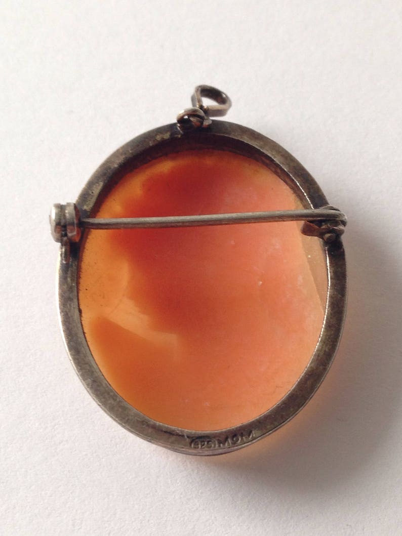 Vintage 1930s Cameo Pendant Brooch Maker's Mark .925 MOM Etsy