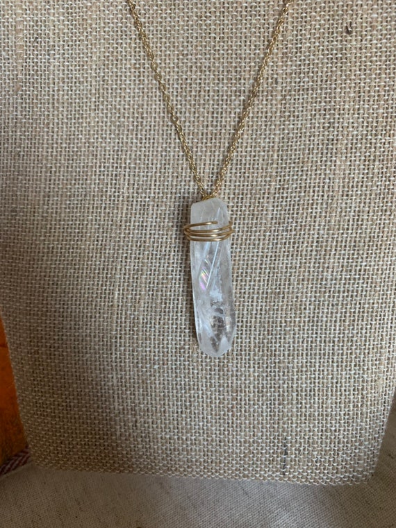 Long Clear Quartz Pendant - Etsy