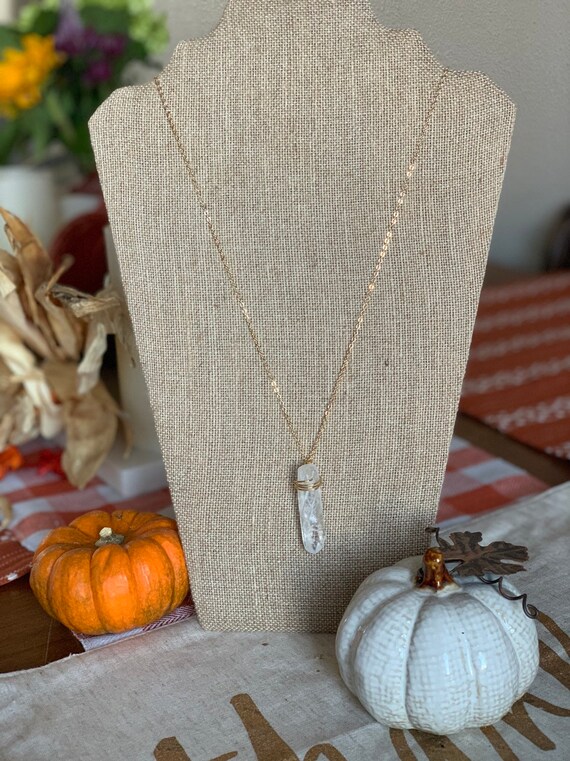 ネックレス・ペンダント Numbering Clear Quartz Long Necklace #7802 5BNY857 Clear Quartz Polished Gemstones Long Necklace Vintage No