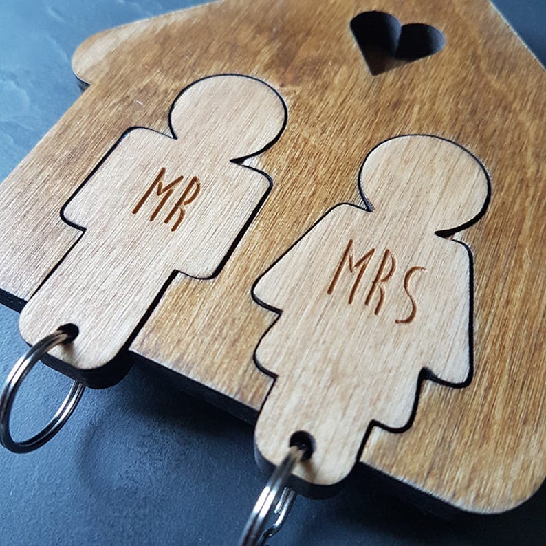 Mr & Mrs Keyring Couples Keyring Wooden Keyring Couples Etsy UK