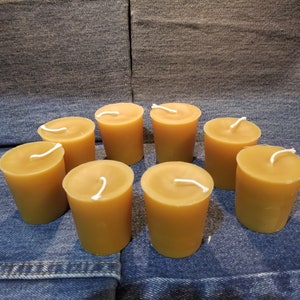 100% Pure Beeswax Votive Candles with Cotton Wix, 8 Pack